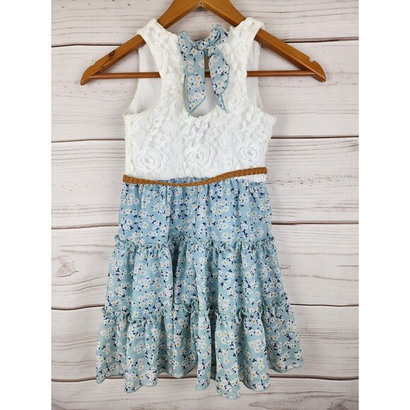 Lilt Girls Belt Lace Floral Dress Size 6/6X - Picture 3 of 5